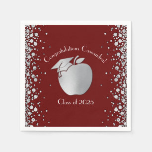 Teacher Education Graduation Maroon Silver  Napkins