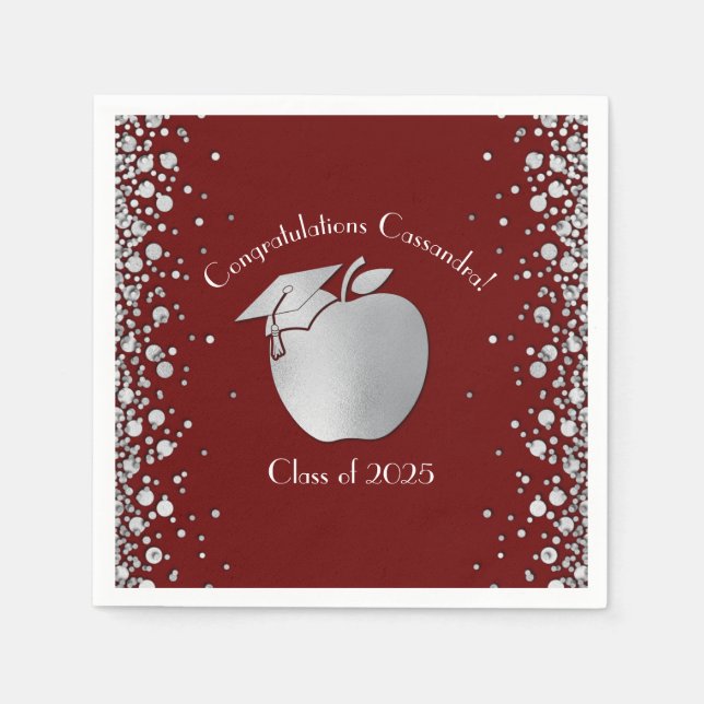 Teacher Education Graduation Maroon Silver  Napkins (Front)