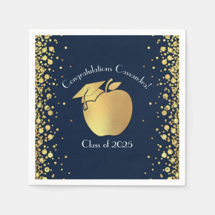 Teacher Education Graduation Navy Blue Gold Napkins