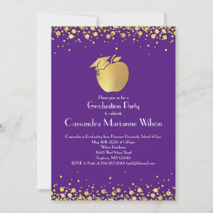 Teacher Education Graduation Purple Gold Invitation