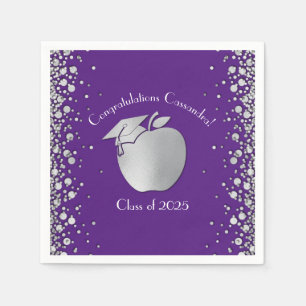 Teacher Education Graduation Purple Silver Napkins