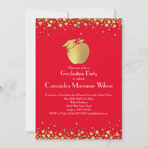Teacher Education Graduation Red Gold Invitation