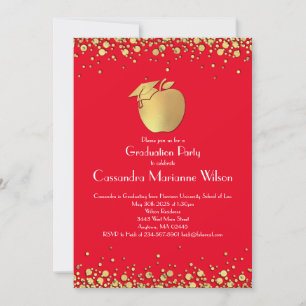 Teacher Education Graduation Red Gold Invitation