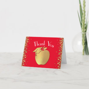 Teacher Education Graduation Red Gold Letterpress Thank You Card