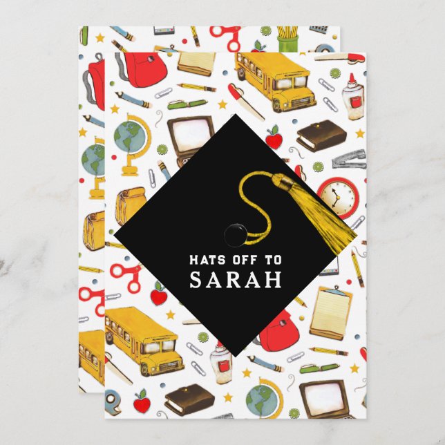 Teacher Education Major Graduation Party Invitation (Front/Back)