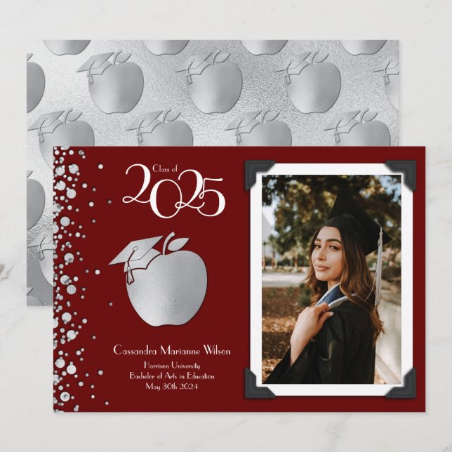 Teacher Education Silver Graduation Announcement (Front/Back)