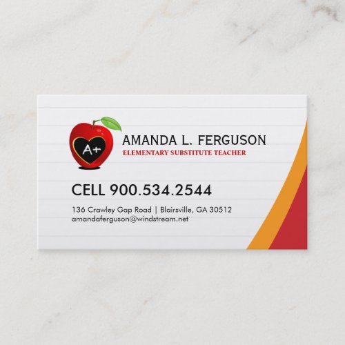 Teacher - Educator Business Card