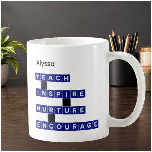 Teacher Educator Instructor Values Blue Black Gift Coffee Mug