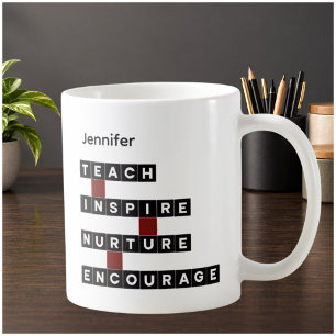 Teacher Educator Mentor Values Red Black Custom Coffee Mug