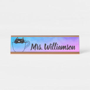 Teacher Educator Professional Cat Kitten Desk Name Plate