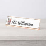 Teacher Educator Professional Cute Llama Desk Name Plate<br><div class="desc">Cute and fun llama desk name plate monogrammed with your name,  teachers name,  stylists name or other professionals name. Perfect for sitting on your work desk, classroom desk, work station or reception area.</div>
