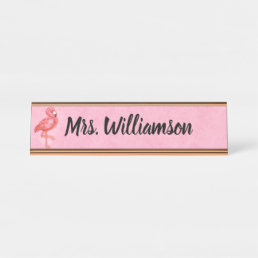 Teacher Educator Professional Pink Flamingo Desk Name Plate