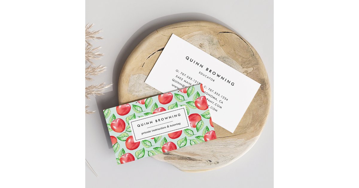 Teacher | Educator | Tutor | Apple Pattern Business Card | Zazzle