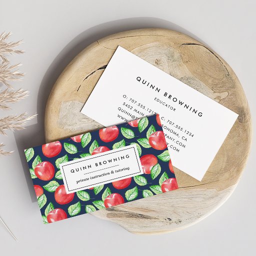 Customizable Teacher | Educator | Tutor | Apple Pattern Business Card