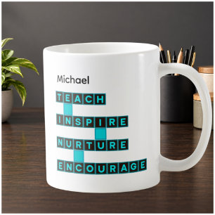Teacher Educator Values Teal Black Personalized Coffee Mug