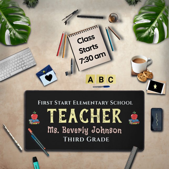 Teacher Elementary School Apple Books Desk Mat (Creator Uploaded)