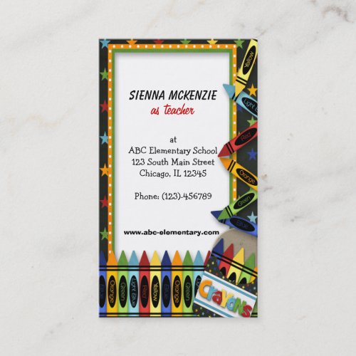 Teacher Elementary School Business Cards