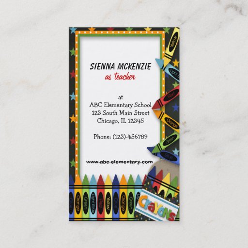 Customizable Teacher Elementary School Business Cards
