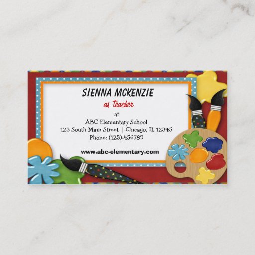 Customizable Teacher Elementary School Business Card Templates