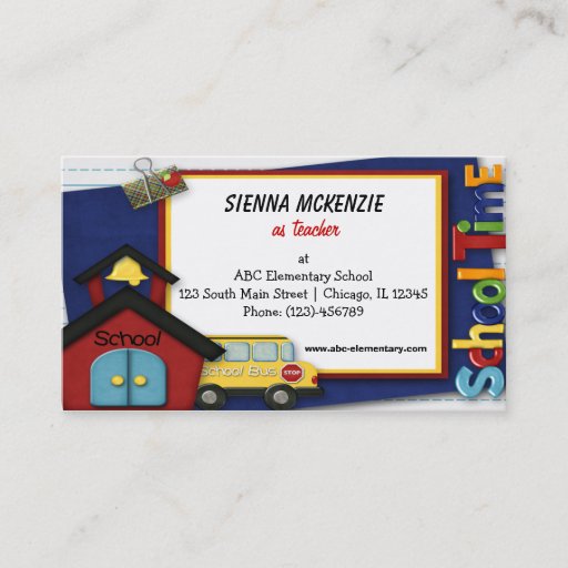 Customizable Teacher Elementary School Business Card