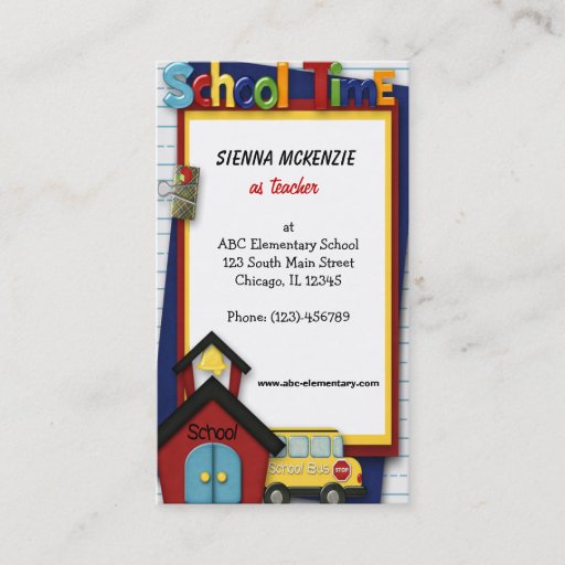 Customizable Teacher Elementary School Business Card Template