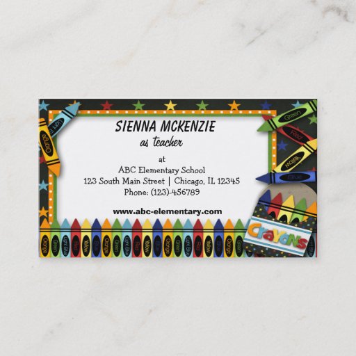 Customizable Teacher Elementary School Business Cards