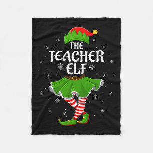 Teacher Elf Christmas Family Girls Women Elf Squad Fleece Blanket