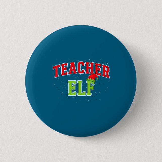 Teacher Elf Christmas Family Matching Group Xmas T Button (Front)