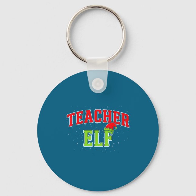 Teacher Elf Christmas Family Matching Group Xmas T Keychain (Front)