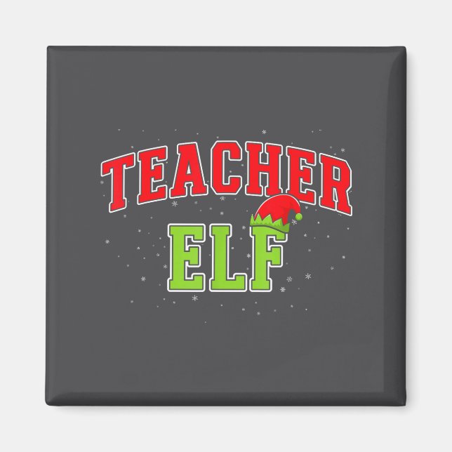 Teacher Elf Christmas Family Matching Group Xmas T Magnet (Front)