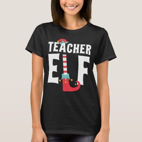 Teacher Elf Cute Funny Christmas Costume T_Shirt