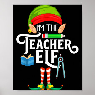 Teacher Elf Family Matching Christmas Poster