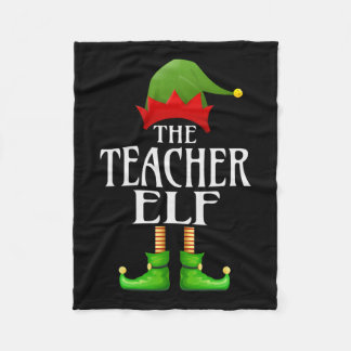 Teacher Elf Xmas Funny Family Matching Group Chris Fleece Blanket