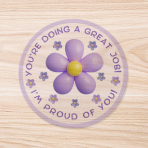  teacher encouragement, purple chic flowers cute classic round sticker