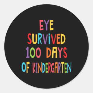 Teacher Eye Survived 100 Days Of Kindergarten Kids Classic Round Sticker