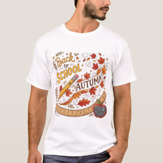Teacher Fall Alphabet Pencil And Autumn Maple Leav T-Shirt