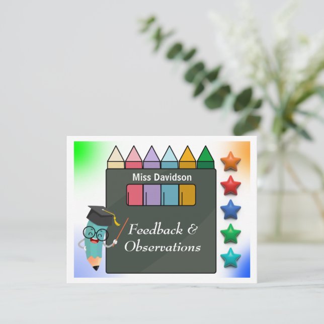 Teacher Feedback Comment to Student  Note Card (Standing Front)