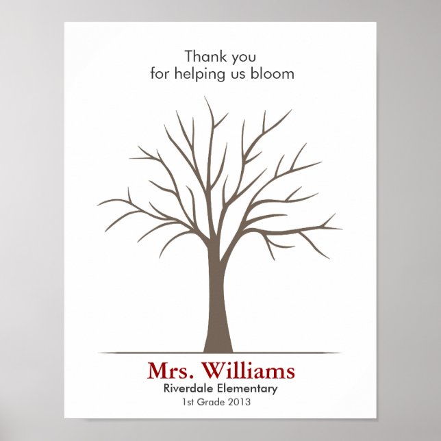 Teacher Fingerprint Tree Poster (Front)