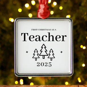 Teacher First Christmas Graduation Keepsake Metal Ornament