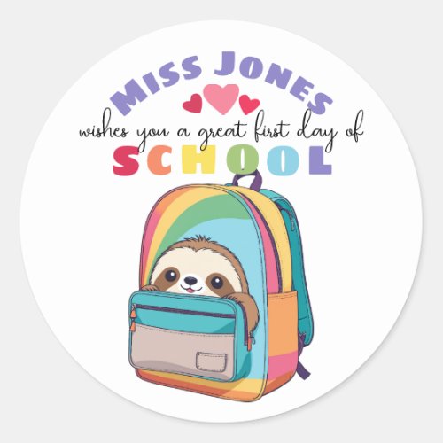 teacher first day of term class welcome classic round sticker