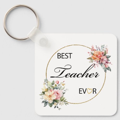 Teacher Floral Watercolor keychain