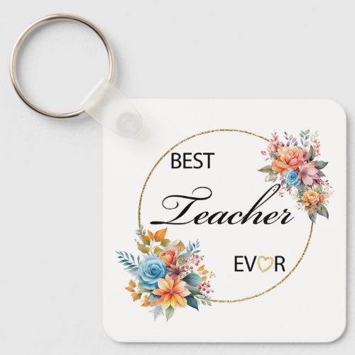 Teacher Floral Watercolor Keychain
