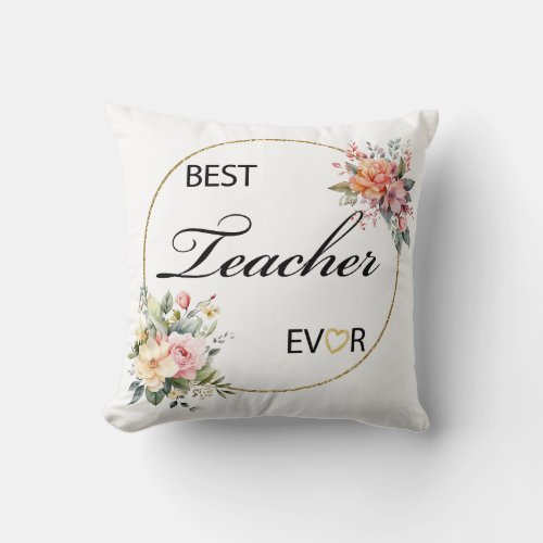Teacher Floral Watercolor Pillow