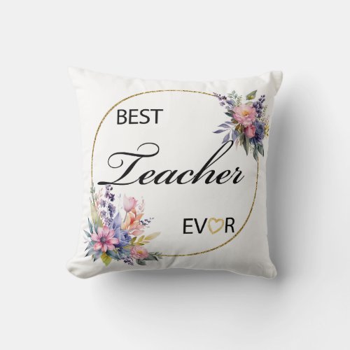 Teacher Floral Watercolor Pillow