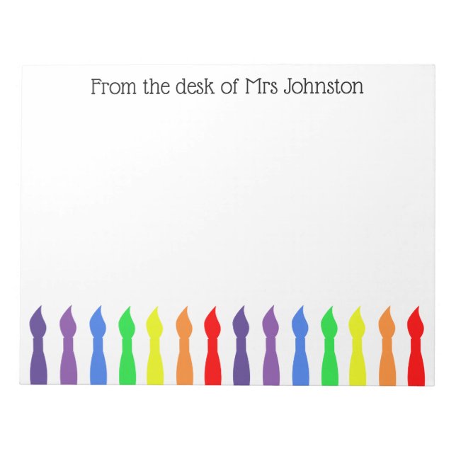 Teacher, from the desk of, your name, art brushes notepad (Front)