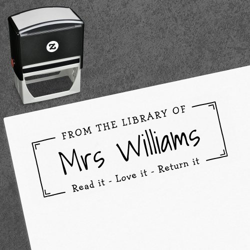 Teacher from the library of bookplate self_inking stamp