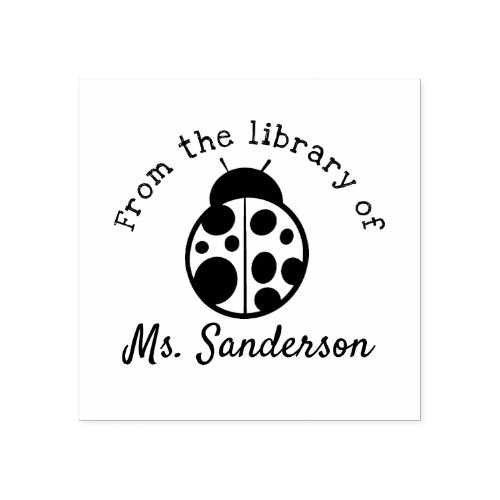 Teacher From the Library of Classroom Ladybug Book Rubber Stamp