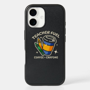 Teacher Fuel – Coffee and Crayons Funny Teacher iPhone 16 Case