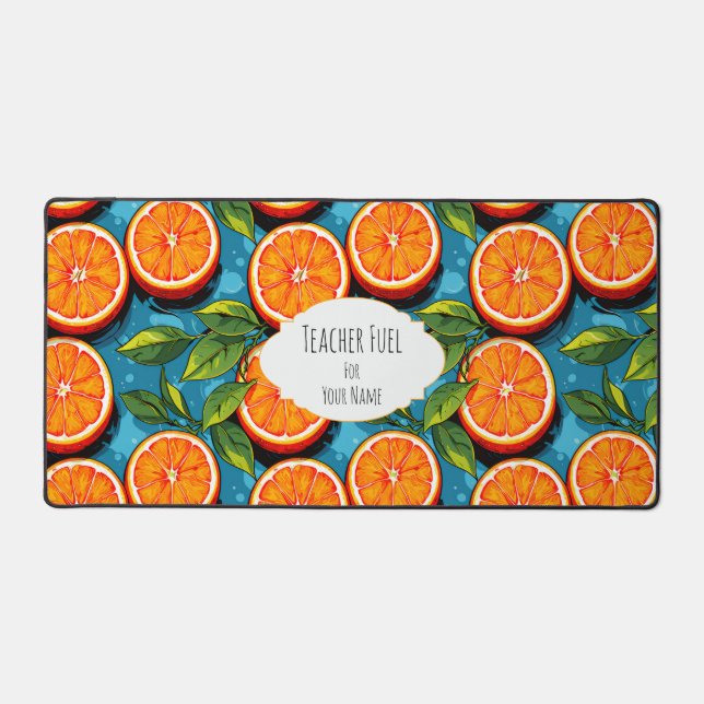 Teacher Fuel Orange – Personalized Desk Mat (Front)