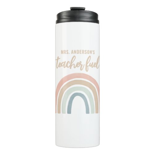 Teacher Fuel Pastel Rainbow Teacher Appreciation Thermal Tumbler